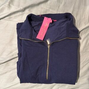 NWT Lilly Pulitzer Sz L Navy Quarter Zip